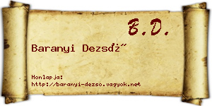Baranyi Dezső névjegykártya